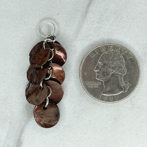 Silver Tone Brown Shell Cluster Dangle Upcycled Pendant